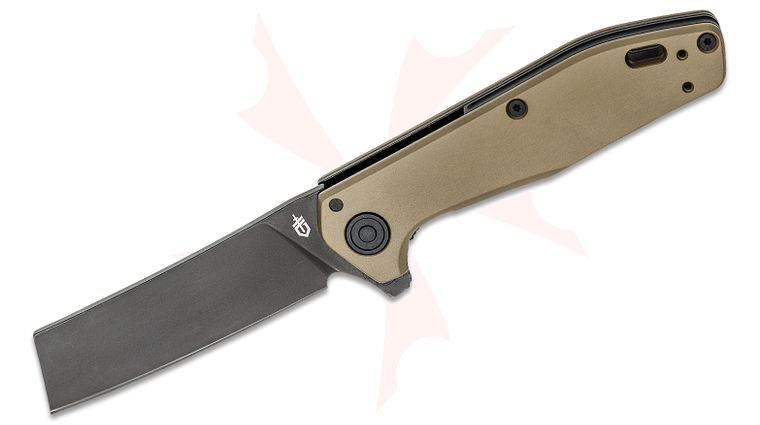 Gerber Fastball Flipper Knife 3 inch CPM-20CV Black Cleaver Blade, Coyote Brown Aluminum Handles - USA Made