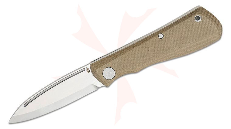 Gerber Mansfield Swayback Folding Knife 3.15 inch D2 Drop Point Blade, Natural Micarta Handles
