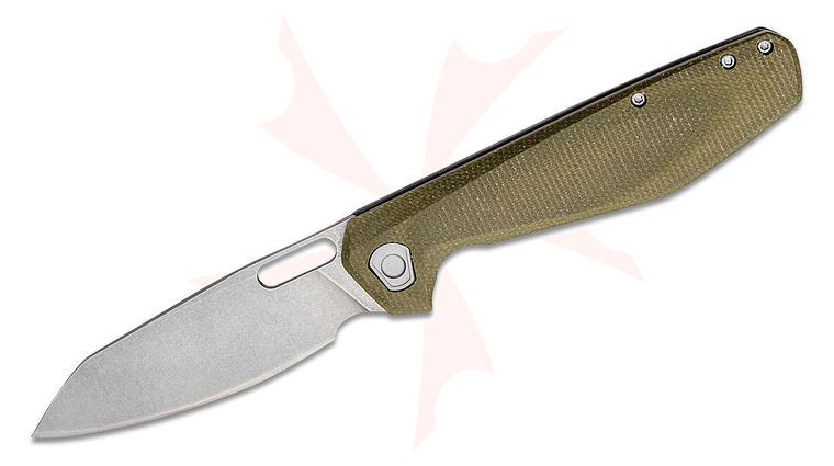 Gerber Slimsada Folding Knife 3.47 inch D2 Stonewashed Drop Point Blade, Olive Micarta and Stainless Steel Handles