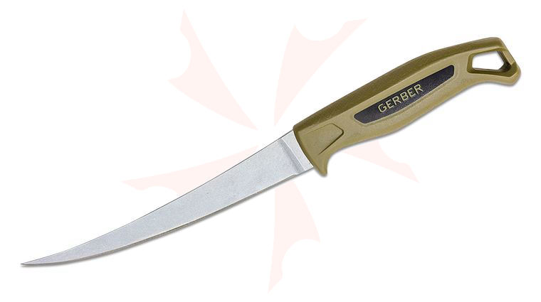 Gerber Fishing Series Ceviche Salt Rx 7 inch Flexible Fillet Knife, Green Polypropylene Handle, Vented Plastic Sheath