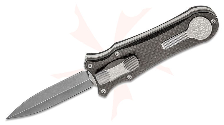 Grant & Gavin Hawk Custom Deadlock Model B OTF AUTO 3.5 inch CPM-20CV Double Edge Dagger Blade, Carbon Fiber/Titanium Handles 