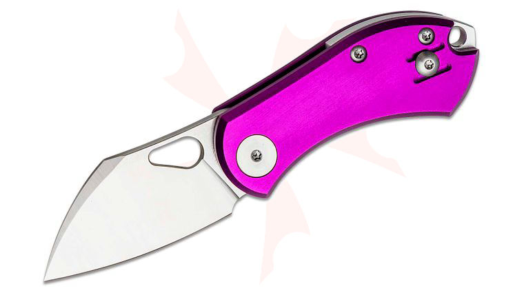 GiantMouse ACE Nibbler Folding Knife 2 inch N690 Satin Sheepsfoot Blade, Purple Aluminum Handles