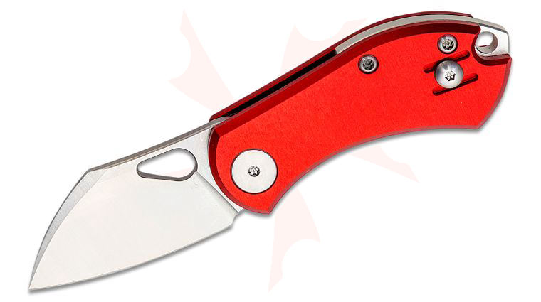 GiantMouse ACE Nibbler Folding Knife 2 inch N690 Satin Sheepsfoot Blade, Red Aluminum Handles
