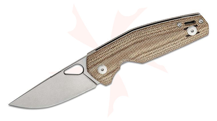 GiantMouse ACE Nimbus V2 Folding Knife 3 inch Elmax Satin Blade, Natural Canvas Micarta Handles