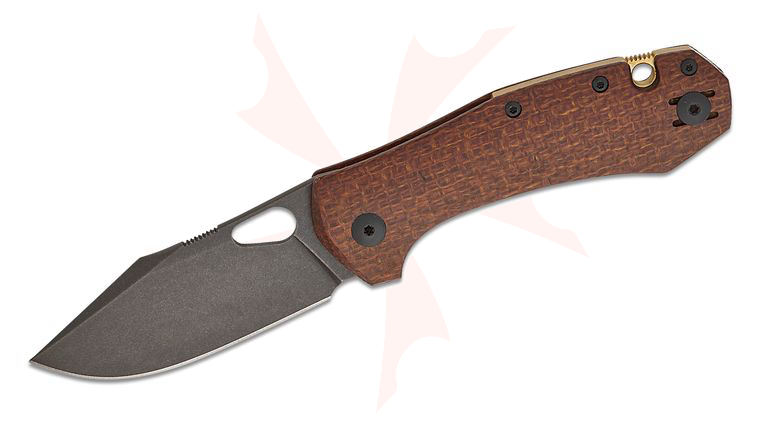 GiantMouse ACE Atelier Folding Knife 2.875 inch Elmax Black PVD Stonewashed Blade, Burlap Micarta Handles