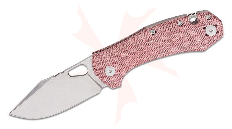 GiantMouse ACE Atelier Folding Knife 2.875 inch Elmax Stonewashed Blade, Red Canvas Micarta Handles