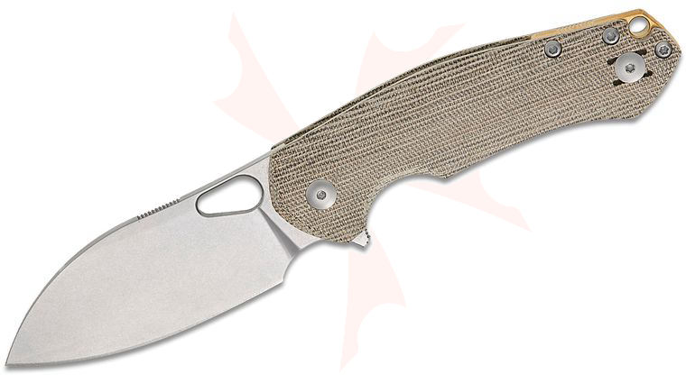 GiantMouse ACE Biblio XL Flipper Knife 3.2 inch Elmax Stonewashed Blade, Green Canvas Micarta Handles, Reversible Wire Clip