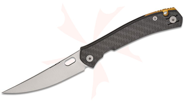 GiantMouse ACE Bleecker Frame Lock Folding Knife 3.26 inch CPM-MagnaCut Satin Trailing Point Blade, Carbon Fiber and Titanium Handles, Reversible Wire Clip