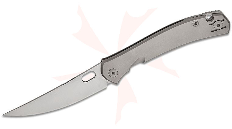 GiantMouse ACE Bleecker Frame Lock Folding Knife 3.26 inch CPM-MagnaCut Satin Trailing Point Blade, Titanium Handles, Reversible Wire Clip