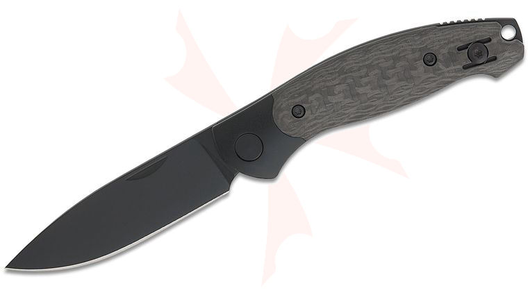 GiantMouse ACE Farley Bolstered Slipjoint Folding Knife 2.75 inch Elmax Black PVD Drop Point Blade, Black PVD Bolstered Titanium Handles with Carbon Fiber Scales, Reversible Wire Clip