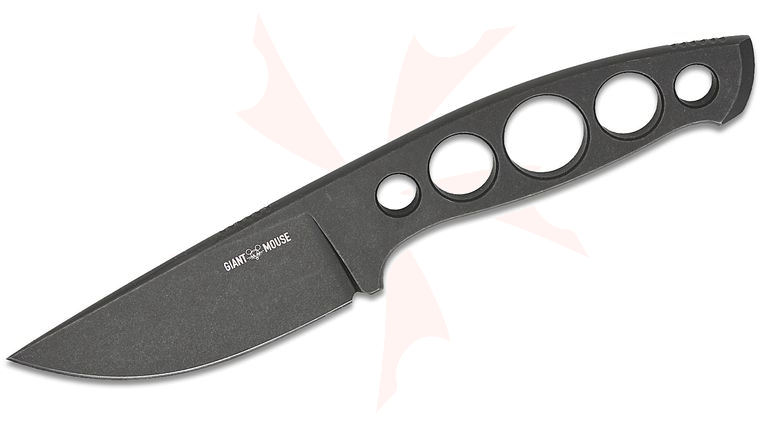 GiantMouse GMF5 Fixed Blade Knife 3.19 inch N690 Black PVD Drop Point Blade and Skeletonized Handle, Kydex Sheath