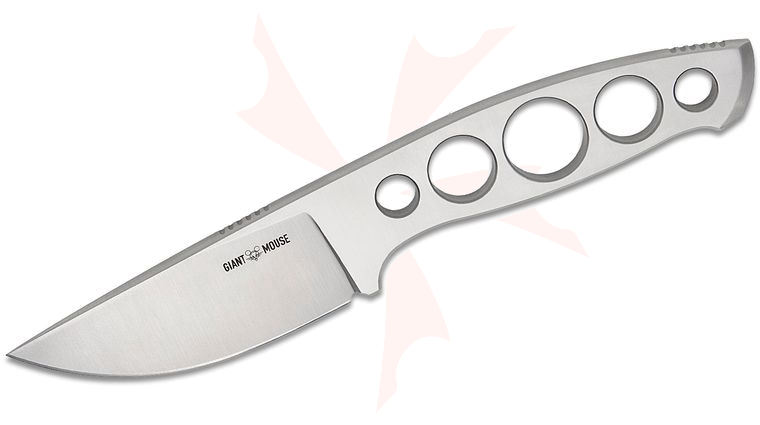 GiantMouse GMF5 Fixed Blade Knife 3.19 inch N690 Satin Drop Point Blade and Skeletonized Handle, Kydex Sheath