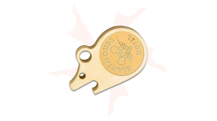 GiantMouse Brass Hotel Key Fob Mini Bottle Opener