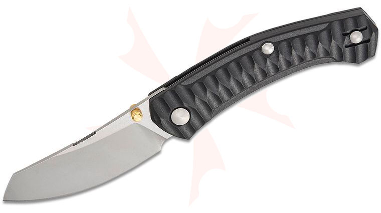 GiantMouse ACE Iona Sailor Liner Lock Folding Knife 2.9 inch CPM-S90V Satin Blade, Milled Black FRN Handles, Reversible Wire Clip