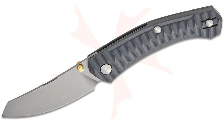 GiantMouse ACE Iona Sailor Liner Lock Folding Knife 2.9 inch CPM-S90V Satin Blade, Milled Wolf Gray FRN Handles, Reversible Wire Clip