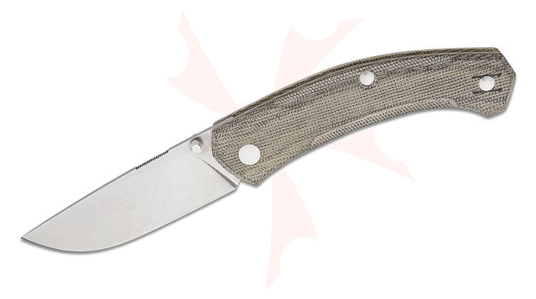 GiantMouse ACE Iona V2 Folding Knife 2.875 inch CPM-MagnaCut Satin Blade, Milled Green Canvas Micarta Handles