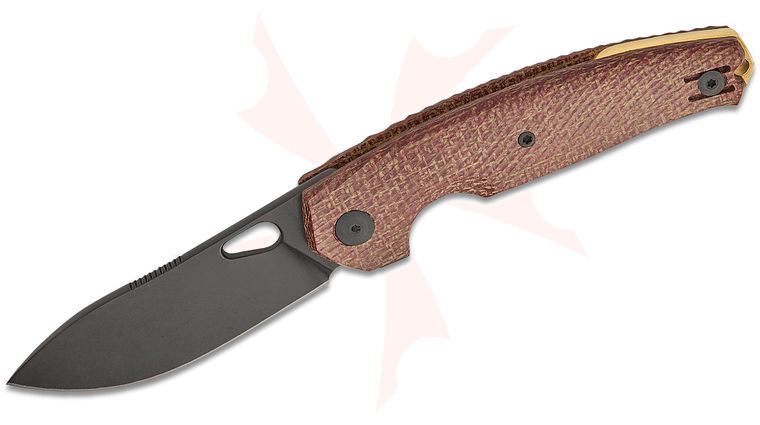 GiantMouse ACE Jagt Liner Lock Flipper Knife 3.27 inch Elmax Black PVD Drop Point Blade, Burlap Micarta Handles, Reversible Wire Clip