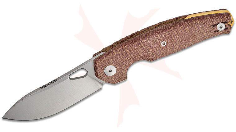 GiantMouse ACE Jagt Liner Lock Flipper Knife 3.27 inch Elmax Satin Drop Point Blade, Burlap Micarta Handles, Reversible Wire Clip