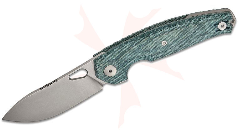 GiantMouse ACE Jagt Liner Lock Flipper Knife 3.27 inch Elmax Stonewashed Drop Point Blade, Denim Micarta Handles, Reversible Wire Clip