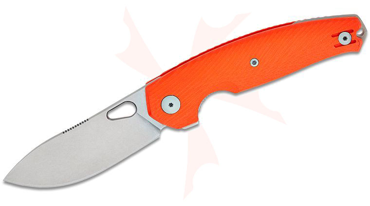 GiantMouse ACE Jagt Liner Lock Flipper Knife 3.27 inch CPM-MagnaCut Stonewashed Drop Point Blade, Orange G10 Handles