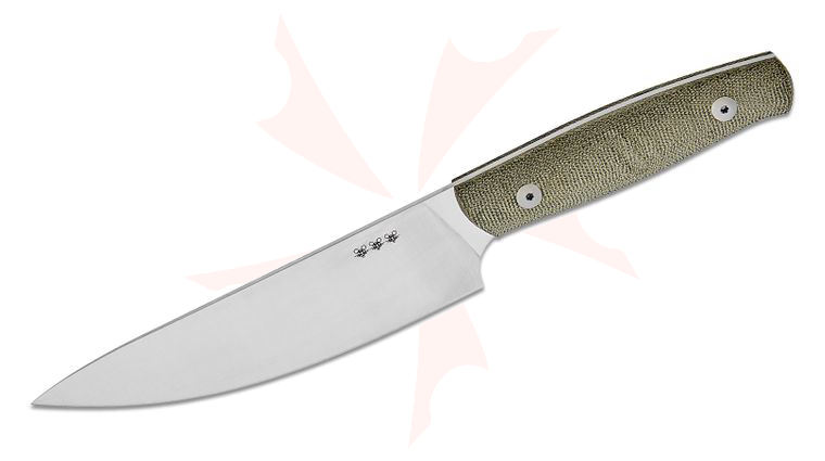 GiantMouse Kitchen Carving Knife 5.61 inch Nitro-B Satin Blade, Green Canvas Micarta Handles