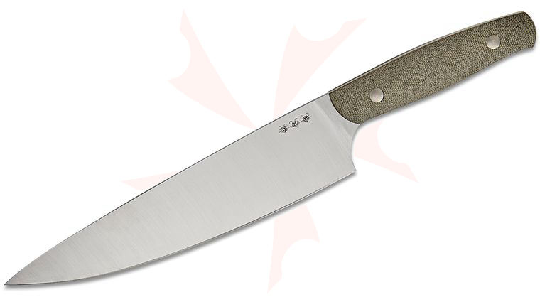 GiantMouse Kitchen Chef's Knife 8.43 inch Nitro-B Satin Blade, Green Canvas Micarta Handles