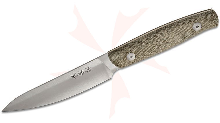 GiantMouse Kitchen Paring Knife 4.16 inch Nitro-B Satin Blade, Green Canvas Micarta Handles
