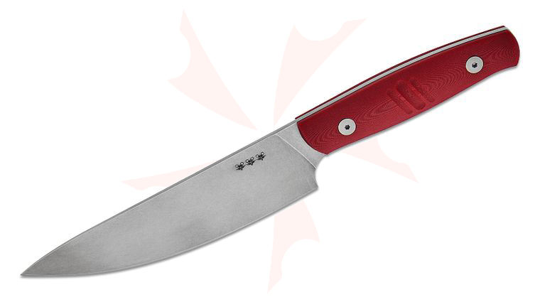 GiantMouse Kitchen Carving Knife 5.61 inch Nitro-B Stonewashed Blade, Red G10 Handles