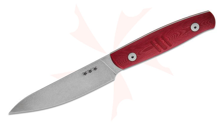 GiantMouse Kitchen Paring Knife 4.16 inch Nitro-B Stonewashed Blade, Red G10 Handles