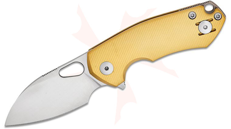 GiantMouse ACE Riv Liner Lock Flipper Knife 2.44 inch CPM-MagnaCut Satin Sheepsfoot Blade, Machined Brass Handles