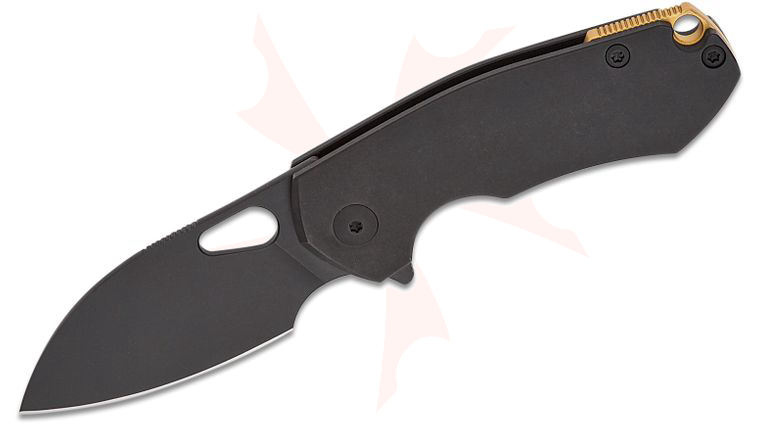 GiantMouse ACE Riv Blackout Flipper Knife 2.44 inch M390 Black PVD Blade, Black PVD Titanium Handles