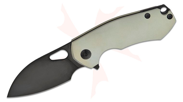 GiantMouse ACE Riv Mint Flipper Knife 2.44 inch CPM-S90V Black DLC Blade, Mint Green Anodized Titanium Handles, Reversible Wire Clip