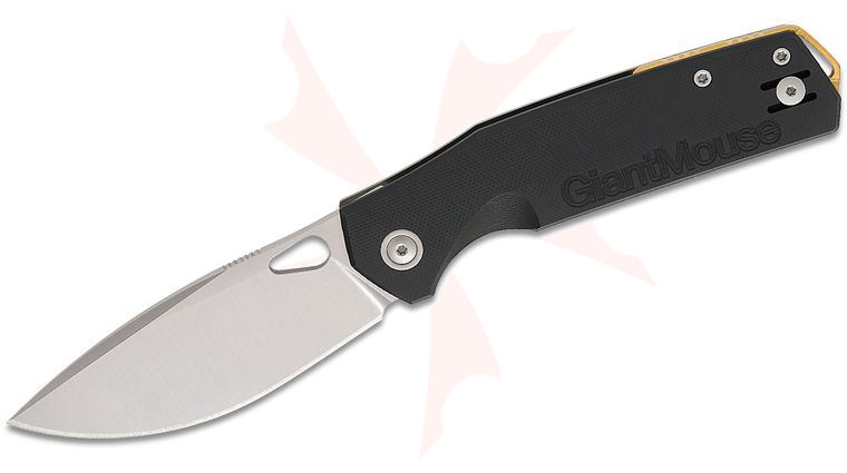GiantMouse ACE Zoobie Folding Knife 3.5 inch Elmax Satin Drop Point Blade, Machined Black G10 and Titanium Handles, Reversible Wire Clip