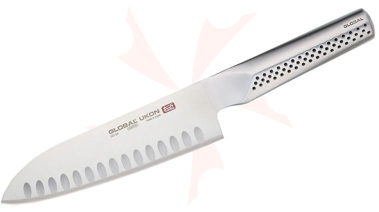 Global GU-04 UKON 7 inch Santoku Knife, Hollow Ground