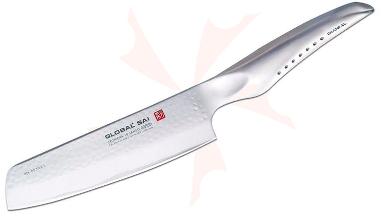 Global SAI-M06 Sai Santoku Knife 5 inch Hammered Blade