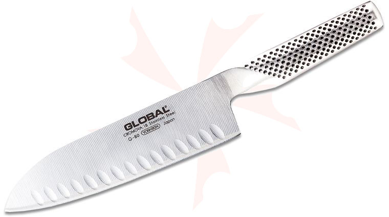Global G-80 Classic 7 inch Santoku Knife, Hollow Ground