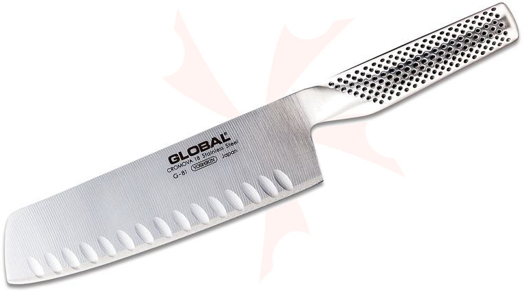 Global Classic 7 inch Vegetable/Nakiri Knife, Hollow Ground