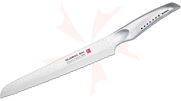 Global SAI-05 Sai Bread Knife 9 inch Hammered Blade