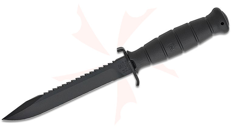 Glock Field Knife FM 81 Fixed Blade 6.5 inch Carbon Steel Sawback Clip Point, Black Polymer Handle, Polymer Sheath