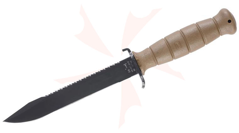 Glock Field Knife FM 81 Fixed Blade 6.5 inch Carbon Steel Sawback Clip Point, Dark Earth Polymer Handle, Polymer Sheath