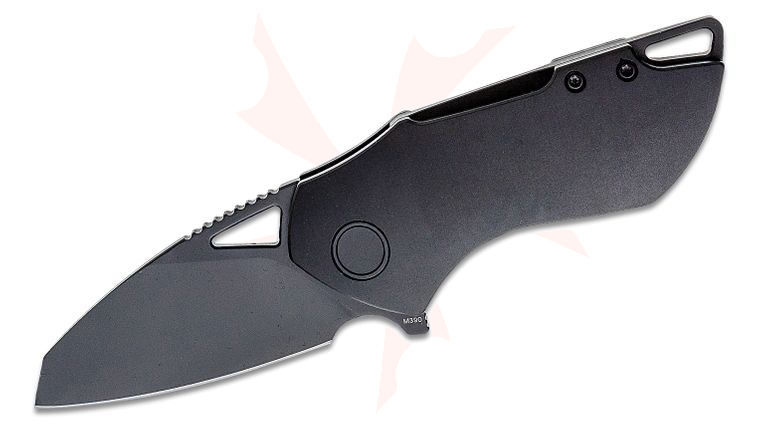 Grissom Knife and Tool Riverstone Flipper Knife 2.5 inch M390 Black Blade, Black Titanium Handles 