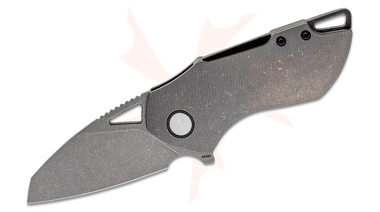 Grissom Knife and Tool Riverstone Flipper Knife 2.5 inch M390 Stonewashed Blade, Stonewashed Titanium Handles 