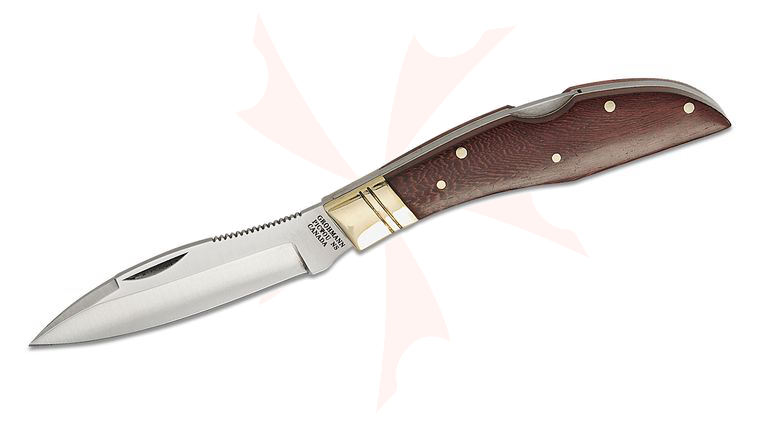Grohmann #340 Mini Russell Lockback Folding Knife 3.13 inch Satin Carbon Steel Drop Point Blade, Rosewood Handles, Nickel Silver Bolsters