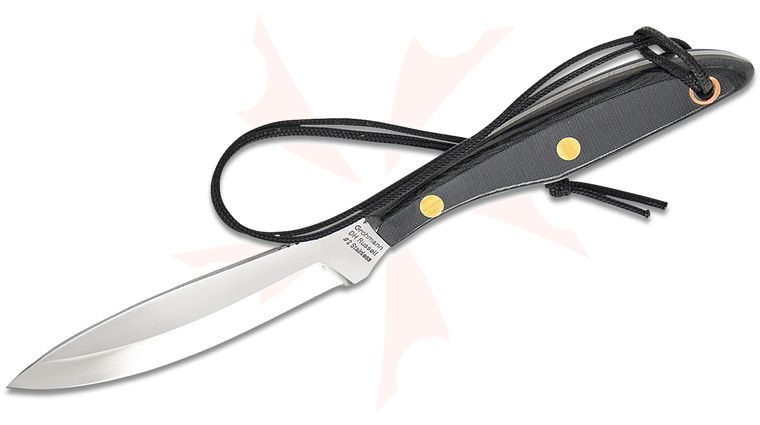 Grohmann #2 Trout & Bird Knife 4 inch Satin Stainless Steel Blade, Black Micarta Handles, Brown Leather Sheath