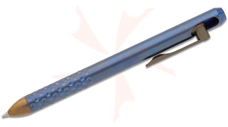 Hypercut Manufacturing Custom Nakht Pen, Blue and Bronze Anodized Titanium, 5.5 inch Overall