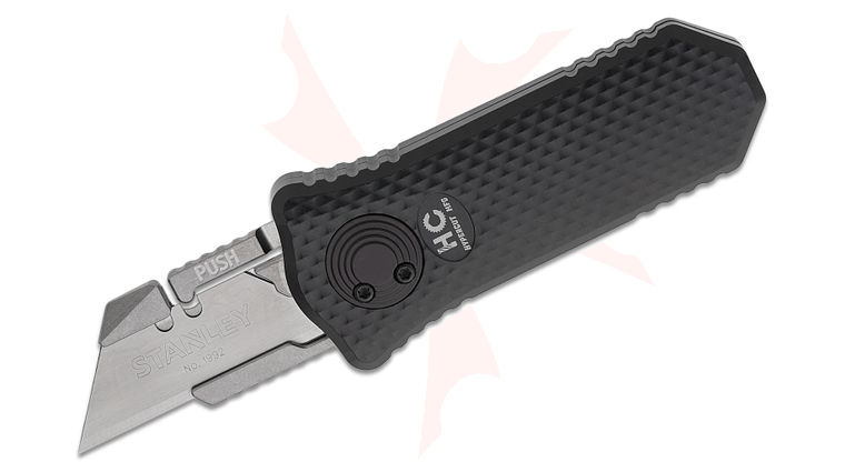 Hypercut Manufacturing Oracle Razor Gravity Knife 2.2 inch Stonewashed Replaceable Razor Blade, Black Crosshatch Milled Aluminum Handles