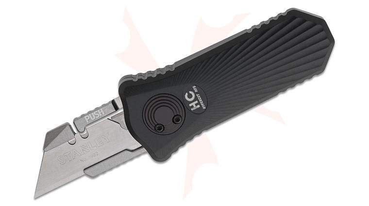 Hypercut Manufacturing Oracle Razor Gravity Knife 2.2 inch Stonewashed Replaceable Razor Blade, Black Starburst Milled Aluminum Handles
