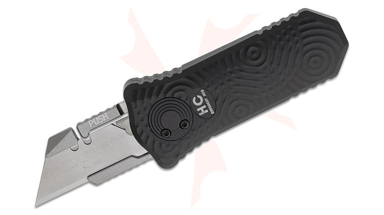 Hypercut Manufacturing Oracle Razor Gravity Knife 2.2 inch Stonewashed Replaceable Razor Blade, Black Raindrop Milled Aluminum Handles