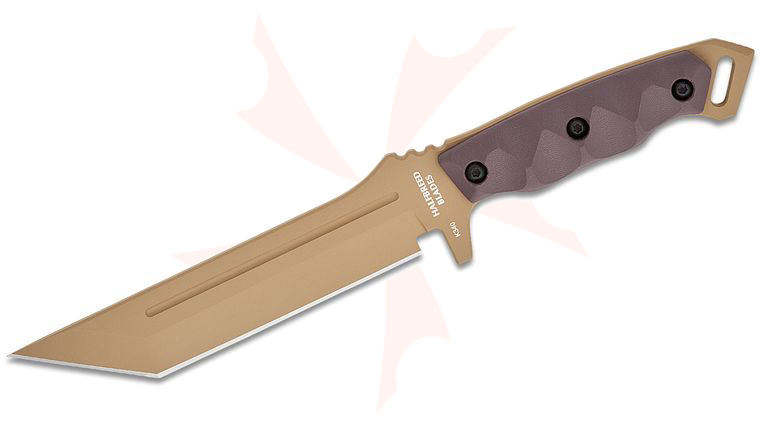 Halfbreed Blades Medium Infantry Fixed Blade Knife 6.69 inch K340 Dark Earth Teflon Tanto Plain Blade, Milled G10 Handles, Molded Kydex Sheath