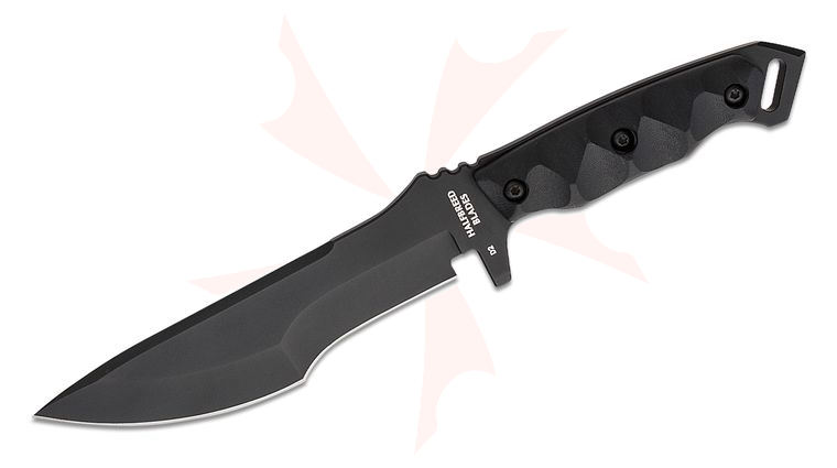 Halfbreed Blades Medium Infantry Fixed Blade Knife 6.69 inch D2 Black Teflon Recurve Drop Point Tracker Blade, Milled G10 Handles, Molded Kydex Sheath